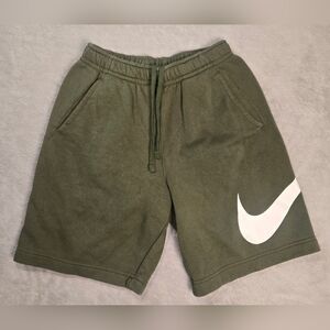 Nike Olive Army Green Huge Swoosh Hit Logo Fleece Shorts Size Small